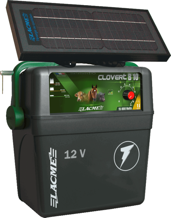 Clovert B10 12V, 1 Joule Fencer With 6W Solar Panel (Less Battery)